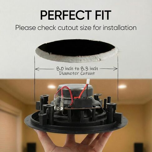 Micca 8-Inch 2-Way in-Ceiling/in-Wall Speakers, 4-Pack, Paintable, White | 9.75-Inch Cutout, Whole House Audio, Home Theater, Indoor or Covered Outdoor, 8" Woofer, 0.5" Tweeter, Low Profile Grille in Kuwait