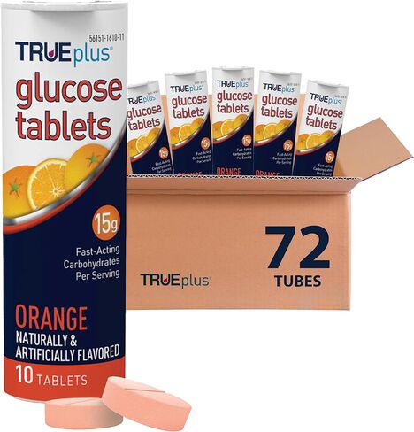 TRUEplus Glucose Tablets, Orange Flavor - 6X 10ct Tubes in Saudi Arabia