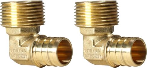 5 قطع XFITTING 3/4" PEX X 3/4" ذكر NPT كوع ملولب 90 درجة نحاس مجعد - نحاس، منفذ كامل in Saudi Arabia