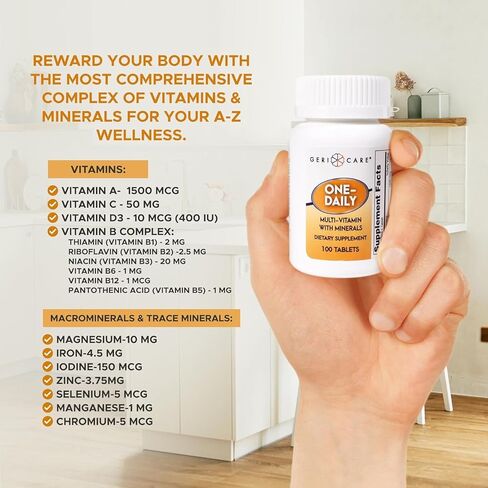 أقراص GeriCare متعددة الفيتامينات والمعادن يوميًا، أقراص المكملات الغذائية (100 قرص (عبوة من 1)) in Kuwait