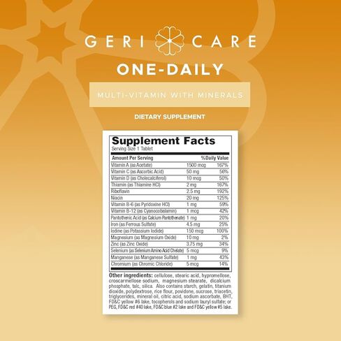 أقراص GeriCare متعددة الفيتامينات والمعادن يوميًا، أقراص المكملات الغذائية (100 قرص (عبوة من 1)) in Kuwait