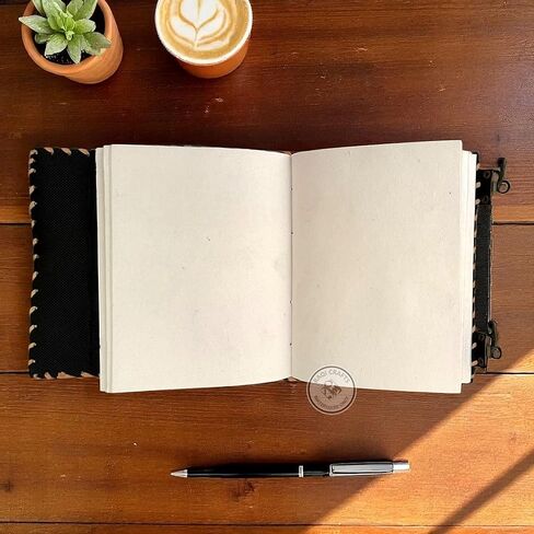 RAQI CRAFTS premium handmade leather journal – Embossed Sigil of Baphomet, Satanic Book of Shadows design, Perfect for spells, travel diary, or vintage-style gift, 8x6in Brushed Bronze color in Saudi Arabia