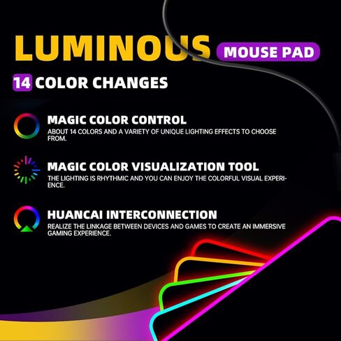 لوحة ماوس للألعاب RGB، 31.5 × 11.8 بوصة، حصيرة ماوس كبيرة الحجم، إضاءة LED فائقة السطوع ولوحة ماوس ممتدة كبيرة وناعمة مع 14 وضع إضاءة، مثالية للألعاب أو العمل - أسود كلاسيكي in Saudi Arabia