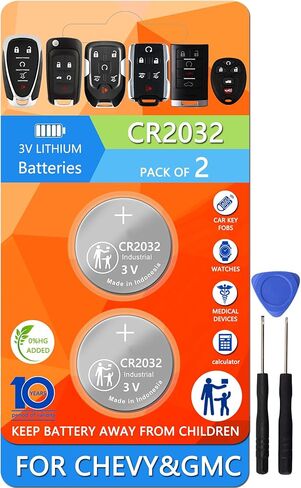 Key Fob Replacement Batteries for Chevy & GMC (Silverado Equinox Malibu Traverse Cruze Sierra Acadia Terrain Colorado Impala Trax Camaro Tahoe Yukon Trailblazer) Remote Key (2-Pack) (Check Fit Guide) in Kuwait