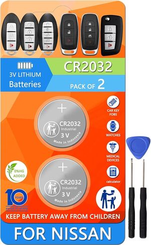 استبدال بطارية Key Fob لنيسان روج ألتيما سينترا فيرسا باثفايندر مورانو ماكسيما كيكس تيتان فرونتير أرمادا ليف جوك كويست 370Z GT-R جهاز التحكم عن بعد الذكي (عبوة من 2) in Kuwait