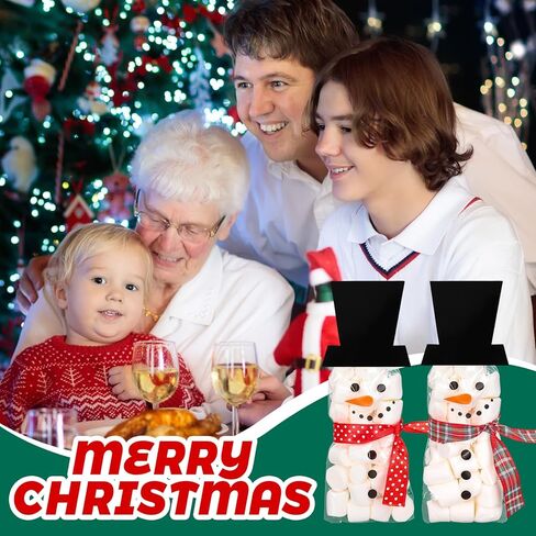 Whaline 100 Packs Winter Christmas Cellophane Treat Bags Snowman Clear Candy Goodie Bags Winter Xmas DIY Art Crafts Kit for Popcorn Sweet Party Favor Supplies in Saudi Arabia