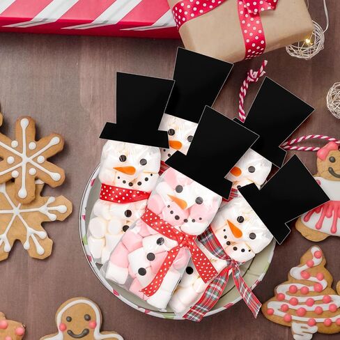 Whaline 100 Packs Winter Christmas Cellophane Treat Bags Snowman Clear Candy Goodie Bags Winter Xmas DIY Art Crafts Kit for Popcorn Sweet Party Favor Supplies in Saudi Arabia