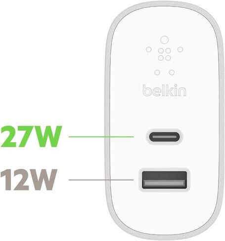 شاحن حائط USB-C بقدرة 27 واط من Belkin (شاحن USB-PD Iphone USB-C لهاتف Iphone 11، Pro، Max، XS، Max، XR، X، 8، Plus والمزيد) شاحن USB-C سريع لهاتف Iphone، شاحن حائط in Kuwait