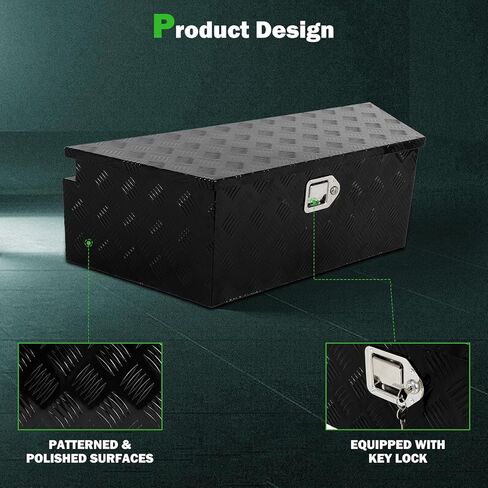 SCITOO 39inch Heavy Duty Truck Bed Tool Box Chest Box Trailer Tongue Box for Pick Up Truck Bed RV Trailer Black Trapezoid Truck Bed Storage with Lock and Keys in Saudi Arabia