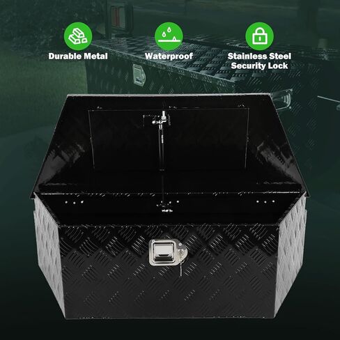 SCITOO 39inch Heavy Duty Truck Bed Tool Box Chest Box Trailer Tongue Box for Pick Up Truck Bed RV Trailer Black Trapezoid Truck Bed Storage with Lock and Keys in Saudi Arabia