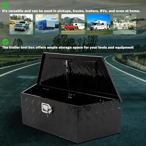 SCITOO 39inch Heavy Duty Truck Bed Tool Box Chest Box Trailer Tongue Box for Pick Up Truck Bed RV Trailer Black Trapezoid Truck Bed Storage with Lock and Keys in Saudi Arabia