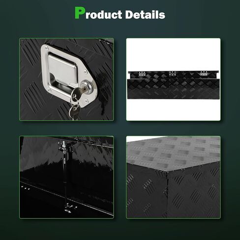 SCITOO 39inch Heavy Duty Truck Bed Tool Box Chest Box Trailer Tongue Box for Pick Up Truck Bed RV Trailer Black Trapezoid Truck Bed Storage with Lock and Keys in Saudi Arabia