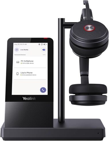 Yealink WH66 Stereo Wireless DECT Headset Teams Certified,Long Wireless Range 160m/525ft,Talk Time 14H,Speaker,Work with PC/Laptop/Desk Phone,Cell Phone (USB-A,Bluetooth),Noise Canceling Microphone in Kuwait