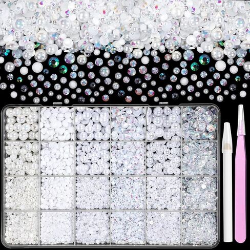 9000 Pcs Pearls and Jelly Resin Rhinestones for Crafting Mix Size 3/4/5/6/8mm Purple Half Pearl and Jelly Rhinestones Bedazzling Gems for DIY Crafts in Saudi Arabia