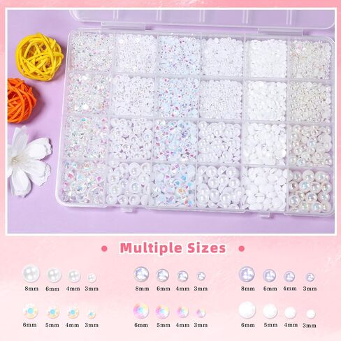 9000 Pcs Pearls and Jelly Resin Rhinestones for Crafting Mix Size 3/4/5/6/8mm Purple Half Pearl and Jelly Rhinestones Bedazzling Gems for DIY Crafts in Saudi Arabia