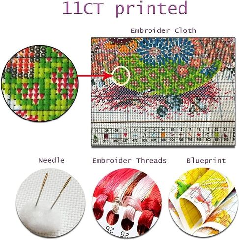 Redxing Stamped Cross Stitch Kits Full Range of Embroidery Starter Kits- Needlepoint Counted Cross Stitch Kits for Beginner Adults 11CT Printed Embroidery Kit-New York Street Scene 18x18 inchs in Saudi Arabia
