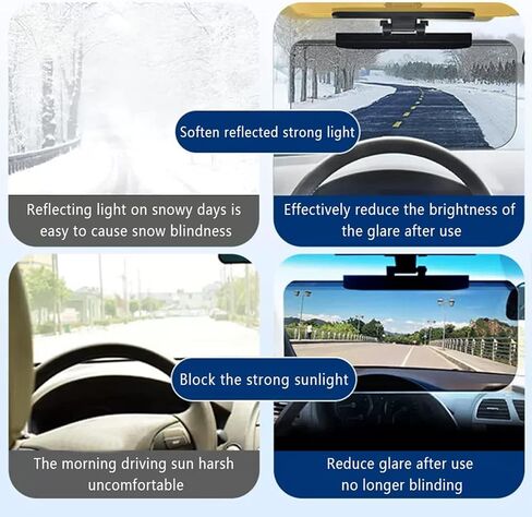 Upgraded Large Sun Visor for Car, Sun Visor Extender for CarsVersion to Block UV Adjustable Angle, Anti-Glare, Universal for Cars, Trucks, SUVs (Style1-1P) in Saudi Arabia