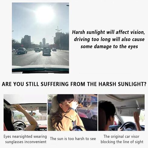 Upgraded Large Sun Visor for Car, Sun Visor Extender for CarsVersion to Block UV Adjustable Angle, Anti-Glare, Universal for Cars, Trucks, SUVs (Style1-1P) in Saudi Arabia