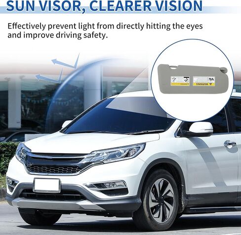 حاجب الشمس من الجانب الأيسر للسائق لسيارة Honda CR-V 2017-2022، مجموعة حاجب الشمس للسيارة مع ضوء ومرآة يحل محل رقم 83280-TLA-A62/83280-TLY-H11ZB رمادي in Saudi Arabia