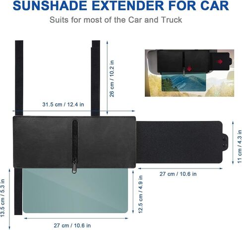 Polarized Sun Visor Extender for Car, UV400 Sun Visor Extension with Polarized Glare Protection and Side Sunshade, Anti-Glare Visor for Clearer Vision and Safe Driving -Driver Side in Saudi Arabia