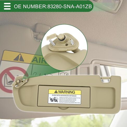 Motoforti الجانب الأيسر للسائق حاجب من الشمس للسيارة Honda Civic 2006-2008 No.83280-SNA-A01ZB نسيج زجاجي بلاستيكي كاكي كتلة ضوء الشمس in Saudi Arabia