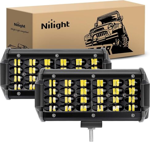 Nilight Led Pods 2Pcs 6.5 Inch 72W 7000LM Quad Row Light Bar Flood Spot Combo Driving Lamp Off Road LED Work Lights for Van Camper Wagon Car Pickup Golf Cart ATV UTV SUV Truck Boat 4x4 in Saudi Arabia