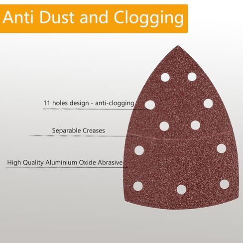 33pcs Sand Paper Mouse Sander Sandpaper 60-1500 Grits with 2pcs Detail Sander Paper Interface Pad Hook and Loop Triangle Sanding Pads with 5 Holes for 140mm Sanding Machine in Saudi Arabia