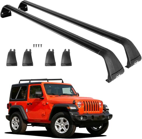 قضبان متقاطعة لحامل السقف من Zorik لسيارة Jeep Wrangler JK JL Gladiator JT ذات 4 أبواب، قمة صلبة 2007-2025، سعة 220 رطل، قضبان متقاطعة من الألومنيوم عالي التحمل، بدون تركيب مثقاب لحمولة السقف الصلب in Saudi Arabia