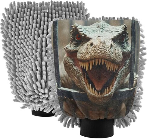 AIXIWAWA Car Wash Mitt Washing Glove Dinosaur in Cage Print Scratch Free Water Absorbent 2 Pack Large in Saudi Arabia