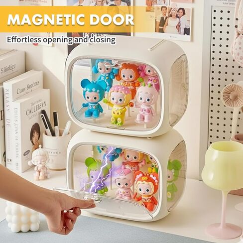 Display Case for Figures with Light, Adjustable Acrylic Display Figures, Tabletop Clear Display Box with Door Dust and Moisture Proof for Lego Collectibles Figures and Pop Mart in Saudi Arabia