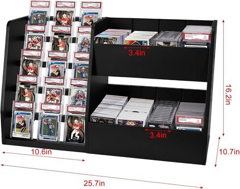5-Tier Trading Card Display Case Stand- Holds Up to 200 Cards,Wood Sports Graded Card Display,Card Stand for Sports Baseball Cards,Card Game Collection & Show in Kuwait