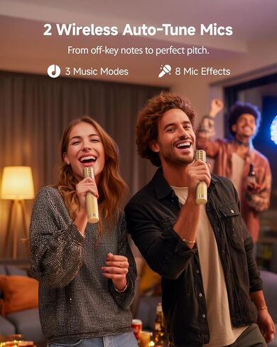 Karaoke Machine, Bluetooth Party Speakers with Screen for Lyrics Display for Adults Kids, Portable TWS PA System with 2 Wireless Microphone (Auto Charging) with WiFi & HDMI for Home TV Outdoor in Kuwait