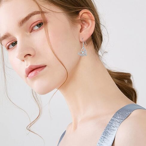 سلتيك الساحرات عقدة أقراط 925 الفضة الاسترليني الساحرة أقراط أذن البحر شل جوهرة قطرة تتدلى Leverback سلتيك أقراط الساحرات عقدة مجوهرات هدايا عيد الأم للنساء الفتيات in Kuwait