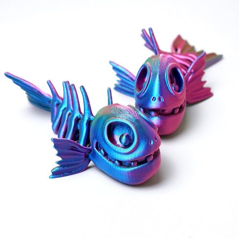 2PCS 3D Printed Skeleton Fish Model,Flexible Realistic Articulated Animal Fidget Toys,Mystery Figurines Gifts for Easter Basket Stuffers,Executive Desk Funny Décor and Festival Collectible (RGB) in Saudi Arabia