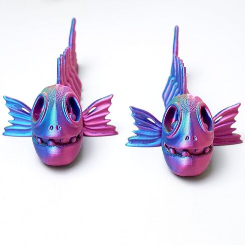 2PCS 3D Printed Skeleton Fish Model,Flexible Realistic Articulated Animal Fidget Toys,Mystery Figurines Gifts for Easter Basket Stuffers,Executive Desk Funny Décor and Festival Collectible (RGB) in Saudi Arabia