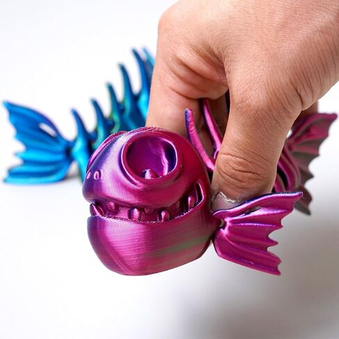 2PCS 3D Printed Skeleton Fish Model,Flexible Realistic Articulated Animal Fidget Toys,Mystery Figurines Gifts for Easter Basket Stuffers,Executive Desk Funny Décor and Festival Collectible (RGB) in Saudi Arabia