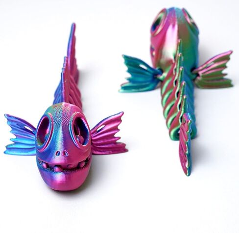 2PCS 3D Printed Skeleton Fish Model,Flexible Realistic Articulated Animal Fidget Toys,Mystery Figurines Gifts for Easter Basket Stuffers,Executive Desk Funny Décor and Festival Collectible (RGB) in Saudi Arabia