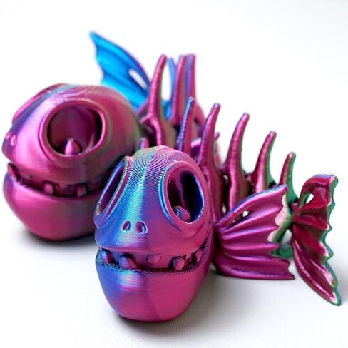 2PCS 3D Printed Skeleton Fish Model,Flexible Realistic Articulated Animal Fidget Toys,Mystery Figurines Gifts for Easter Basket Stuffers,Executive Desk Funny Décor and Festival Collectible (RGB) in Saudi Arabia