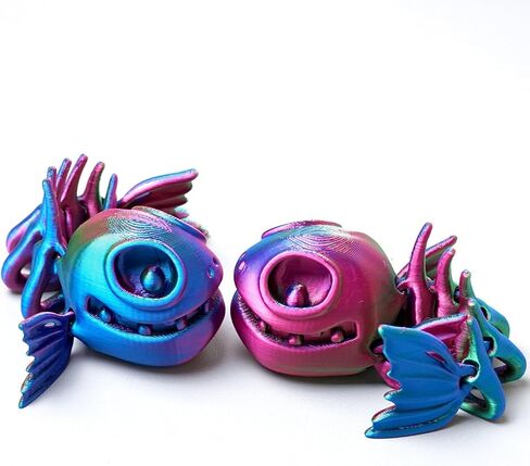 2PCS 3D Printed Skeleton Fish Model,Flexible Realistic Articulated Animal Fidget Toys,Mystery Figurines Gifts for Easter Basket Stuffers,Executive Desk Funny Décor and Festival Collectible (RGB) in Saudi Arabia