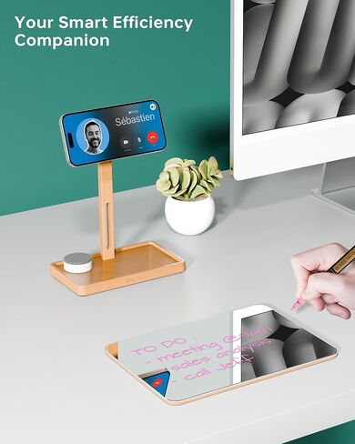 Desktop Glass Whiteboard with Reversible Wood Stand, Small White Board, Mini Dry Erase Whiteboard Easel for Desk, Reusable Desk Notepad 9.5"x6.7" for Home, Office, Accessories Included, Yeoux in Kuwait