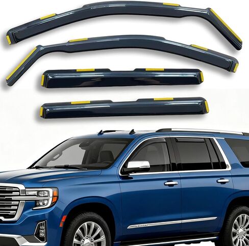 Extra Durable in-Channel Rain Guards Window Visors for GMC Yukon XL 2021-2025 Window Deflectors Vent Sun Shades Dark Smoke 4 Pieces in Saudi Arabia