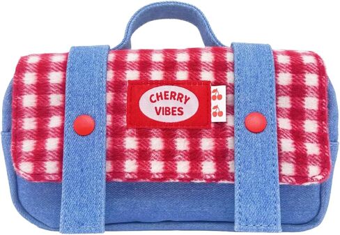 Checkered Big Capacity Pencil Case Large Pen Pouch with Zipper, Cute Portable Stationery Storage Bag Organizer with Carrying Handle for Adult Students Officers Women, Red in Saudi Arabia