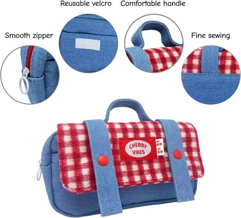 Checkered Big Capacity Pencil Case Large Pen Pouch with Zipper, Cute Portable Stationery Storage Bag Organizer with Carrying Handle for Adult Students Officers Women, Red in Saudi Arabia