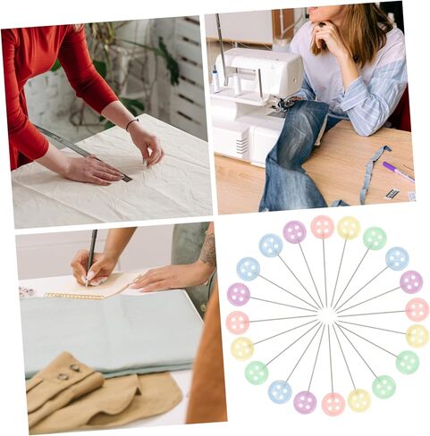 jojofuny 100Pcs Flat Head Sewing Pins with Button Heads Straight Quilting Needles for Crafting Dressmaking and DIY Projects Easy to Use and Store for Decoration in Saudi Arabia