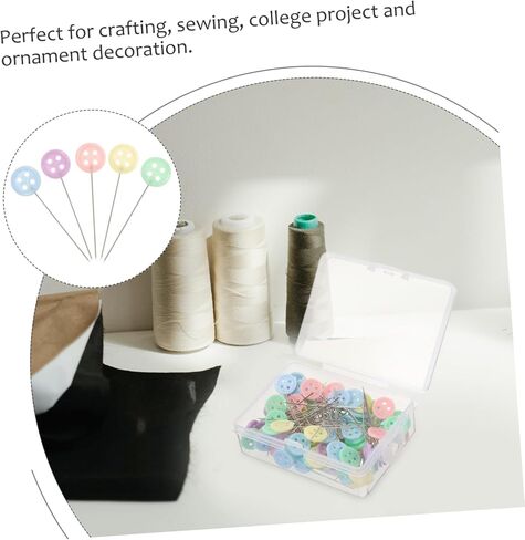jojofuny 100Pcs Flat Head Sewing Pins with Button Heads Straight Quilting Needles for Crafting Dressmaking and DIY Projects Easy to Use and Store for Decoration in Saudi Arabia