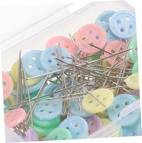 jojofuny 100Pcs Flat Head Sewing Pins with Button Heads Straight Quilting Needles for Crafting Dressmaking and DIY Projects Easy to Use and Store for Decoration in Saudi Arabia