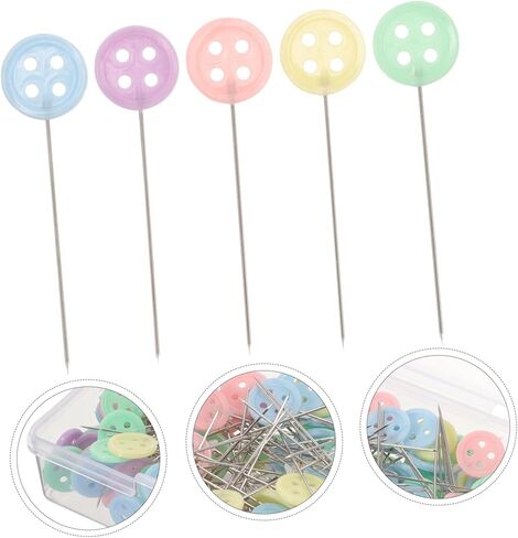 jojofuny 100Pcs Flat Head Sewing Pins with Button Heads Straight Quilting Needles for Crafting Dressmaking and DIY Projects Easy to Use and Store for Decoration in Saudi Arabia