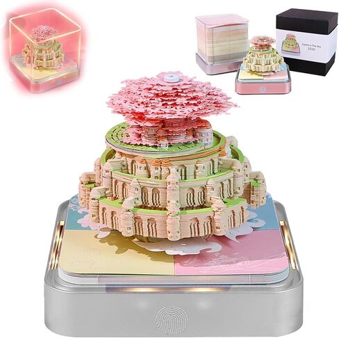 3D Calendar 2026, Time Piece Calendar 2026, Tear-Away 3D Paper Art Notepad With LED Lights, Creative DIY Paper Carving Memo Pad, Perfect for Home or Office Desk (Castle in the sky) in Saudi Arabia