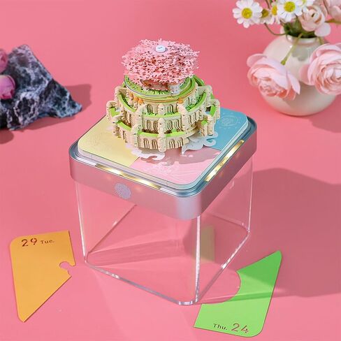 3D Calendar 2026, Time Piece Calendar 2026, Tear-Away 3D Paper Art Notepad With LED Lights, Creative DIY Paper Carving Memo Pad, Perfect for Home or Office Desk (Castle in the sky) in Saudi Arabia