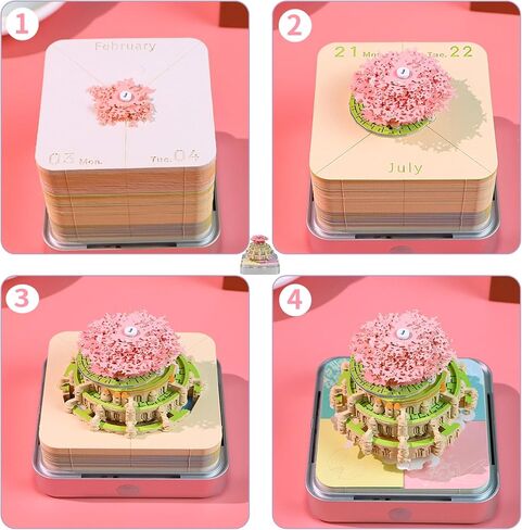 3D Calendar 2026, Time Piece Calendar 2026, Tear-Away 3D Paper Art Notepad With LED Lights, Creative DIY Paper Carving Memo Pad, Perfect for Home or Office Desk (Castle in the sky) in Saudi Arabia